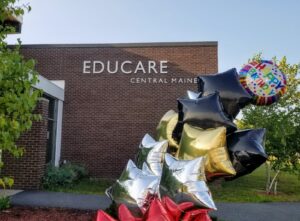 Birthday balloons in front of Educare